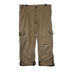 Kuhl Splash Roll Up Cargo Pants Khaki Tan Pockets Snaps Outdoor Women's Size 8